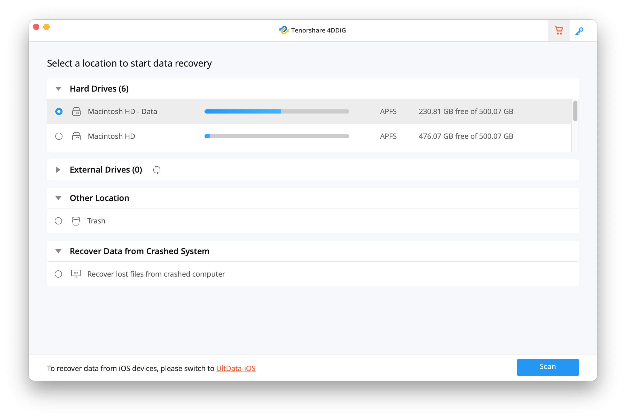 Odaberite mjesto za početak oporavka podataka s 4DDiG Mac Data Recovery