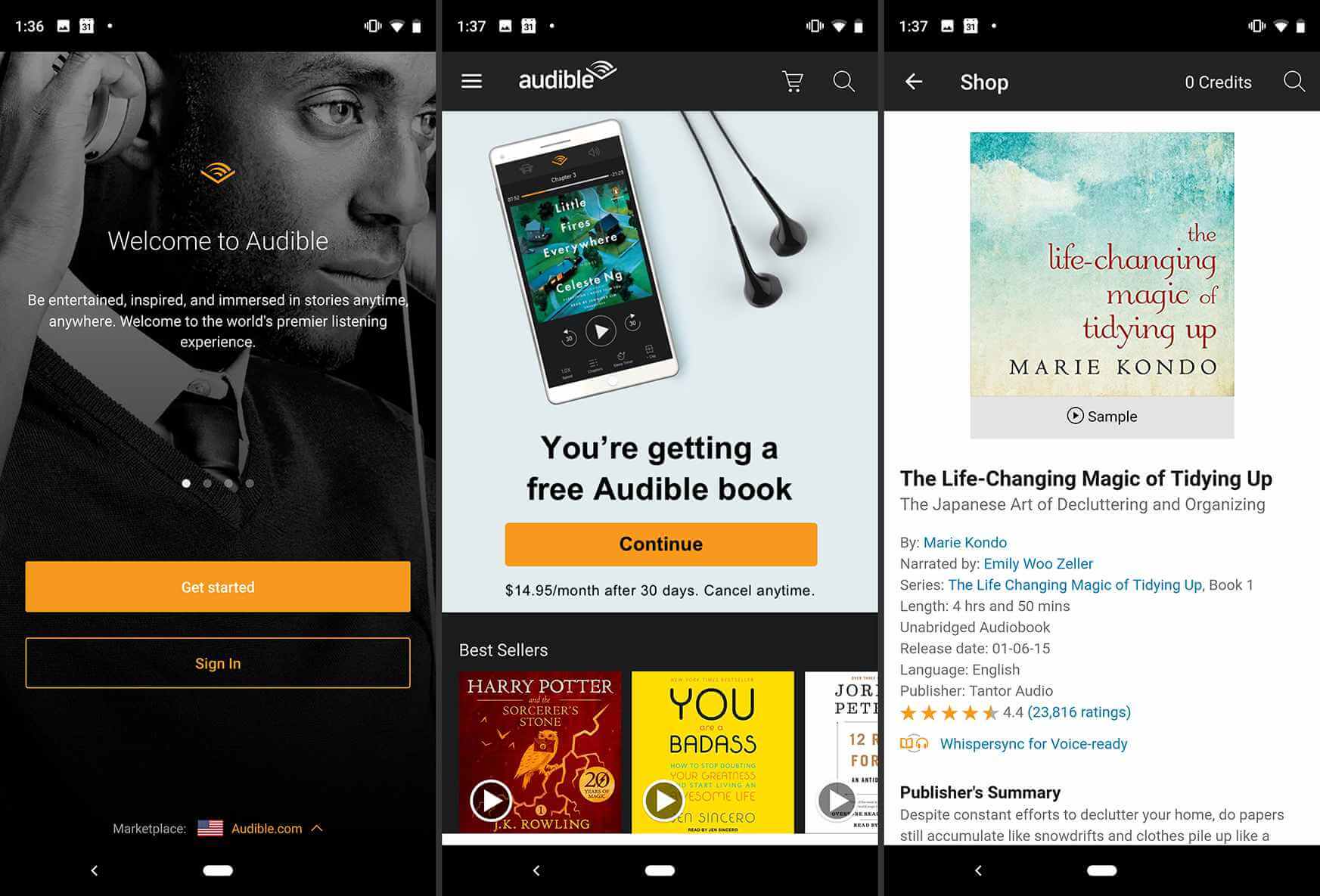 audible interface on android