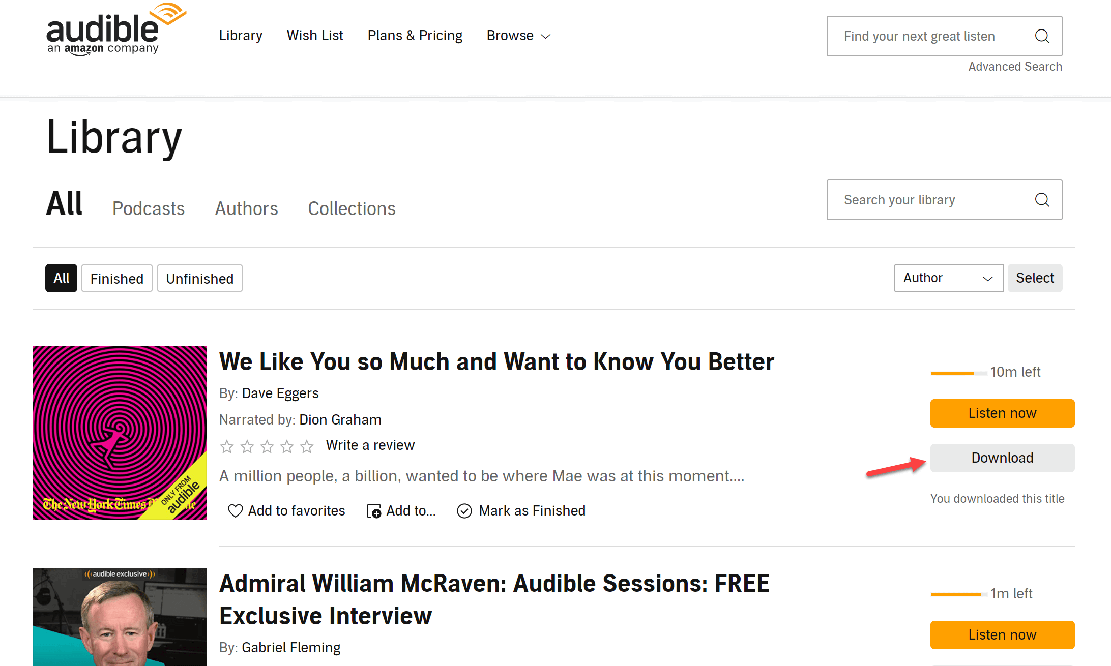 Baixeu audiollibres Audible des del lloc web d'Amazon Audible