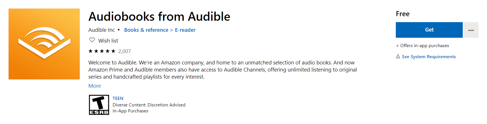 Get Audiobooks from Audible in Windows 10 Microsoft Store