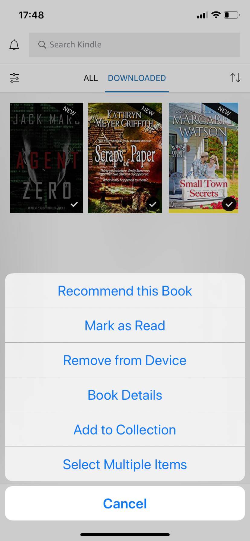 Forigi Libron de Kindle por iPhone