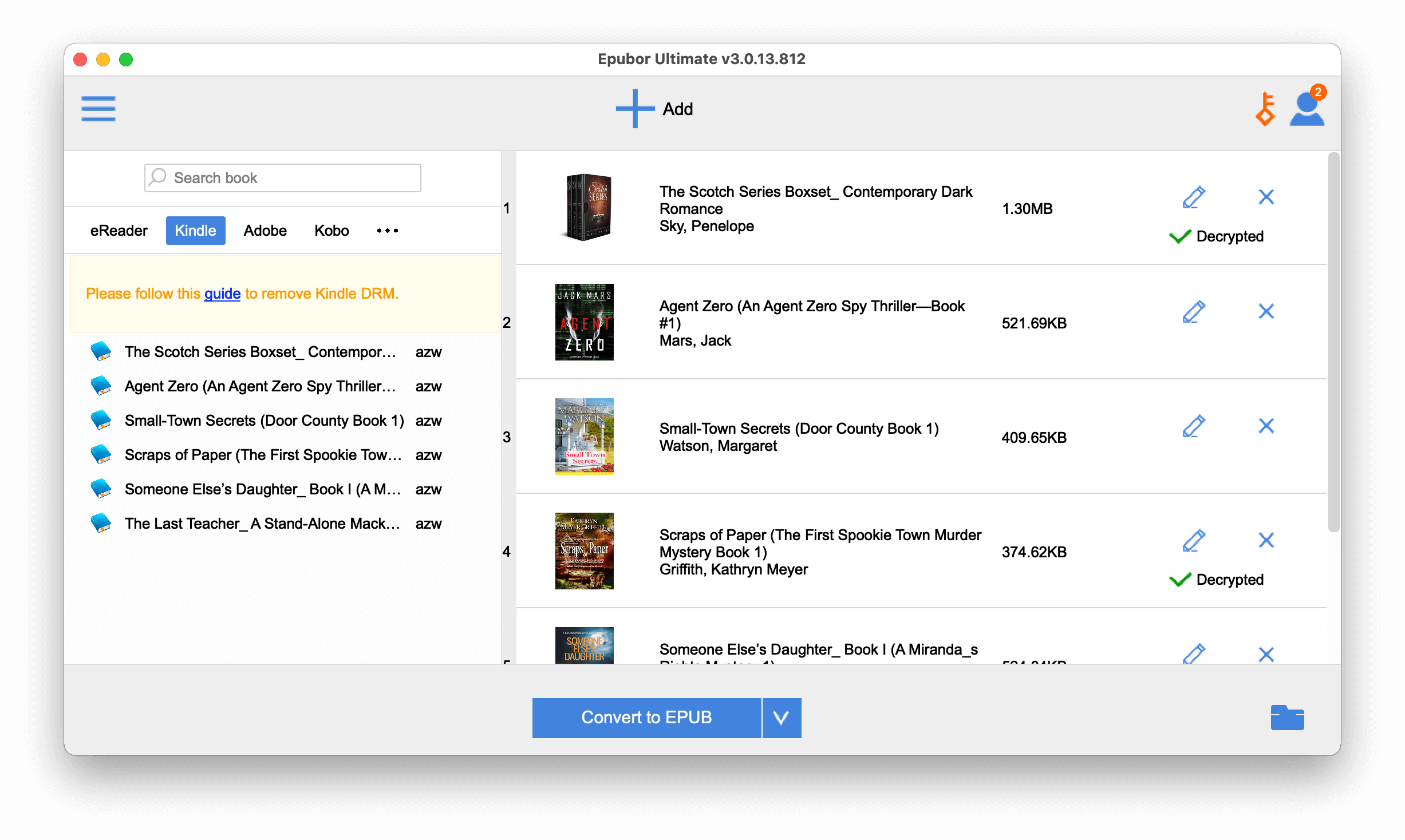 Convert Kindle for Mac to EPUB with Epubor Ultimate for Mac