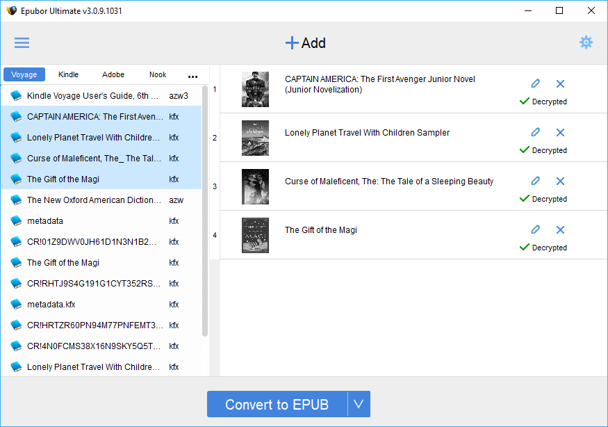 Using Epubor Ultimate for Kindle Voyage