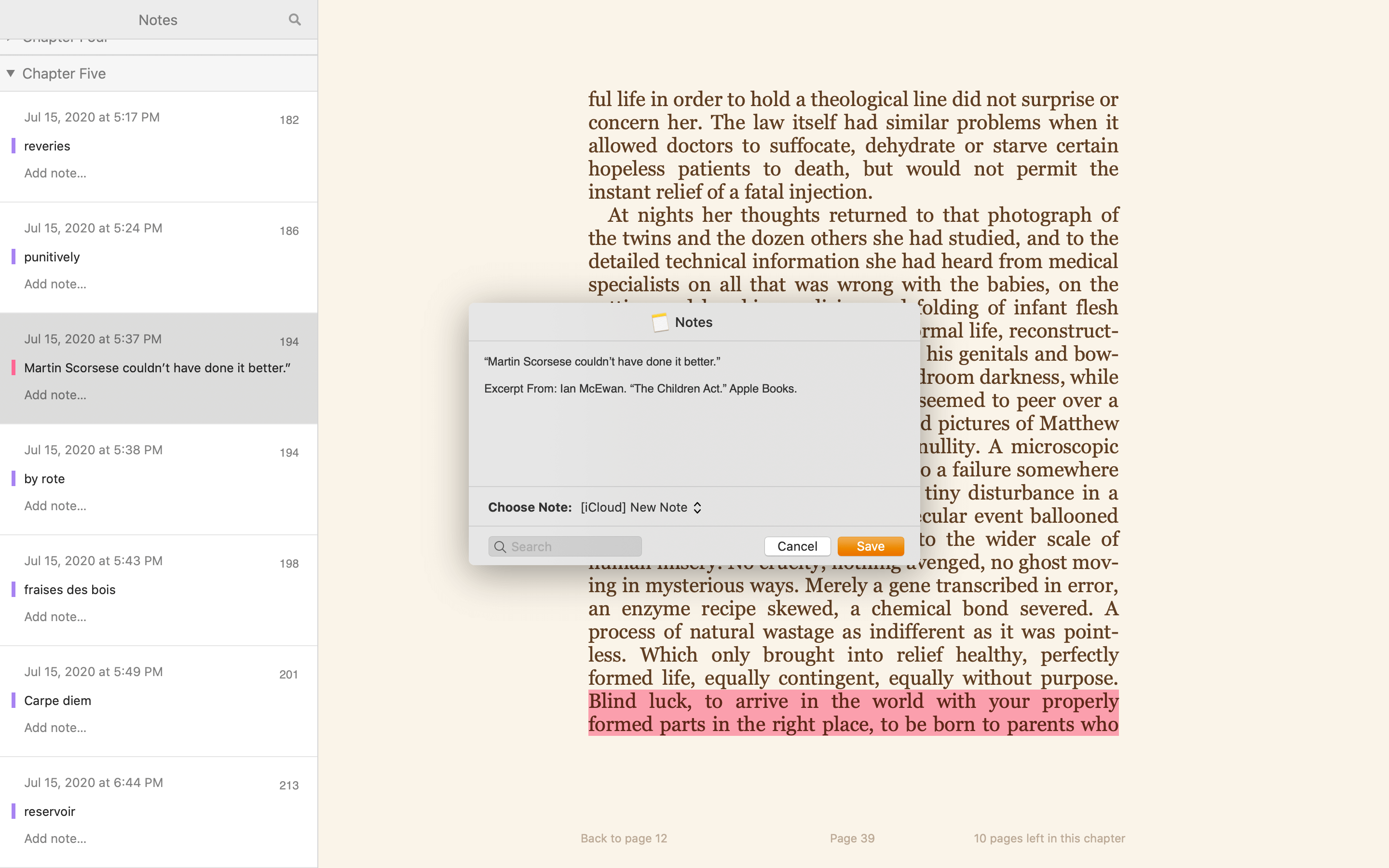 export notes in apple books on mac