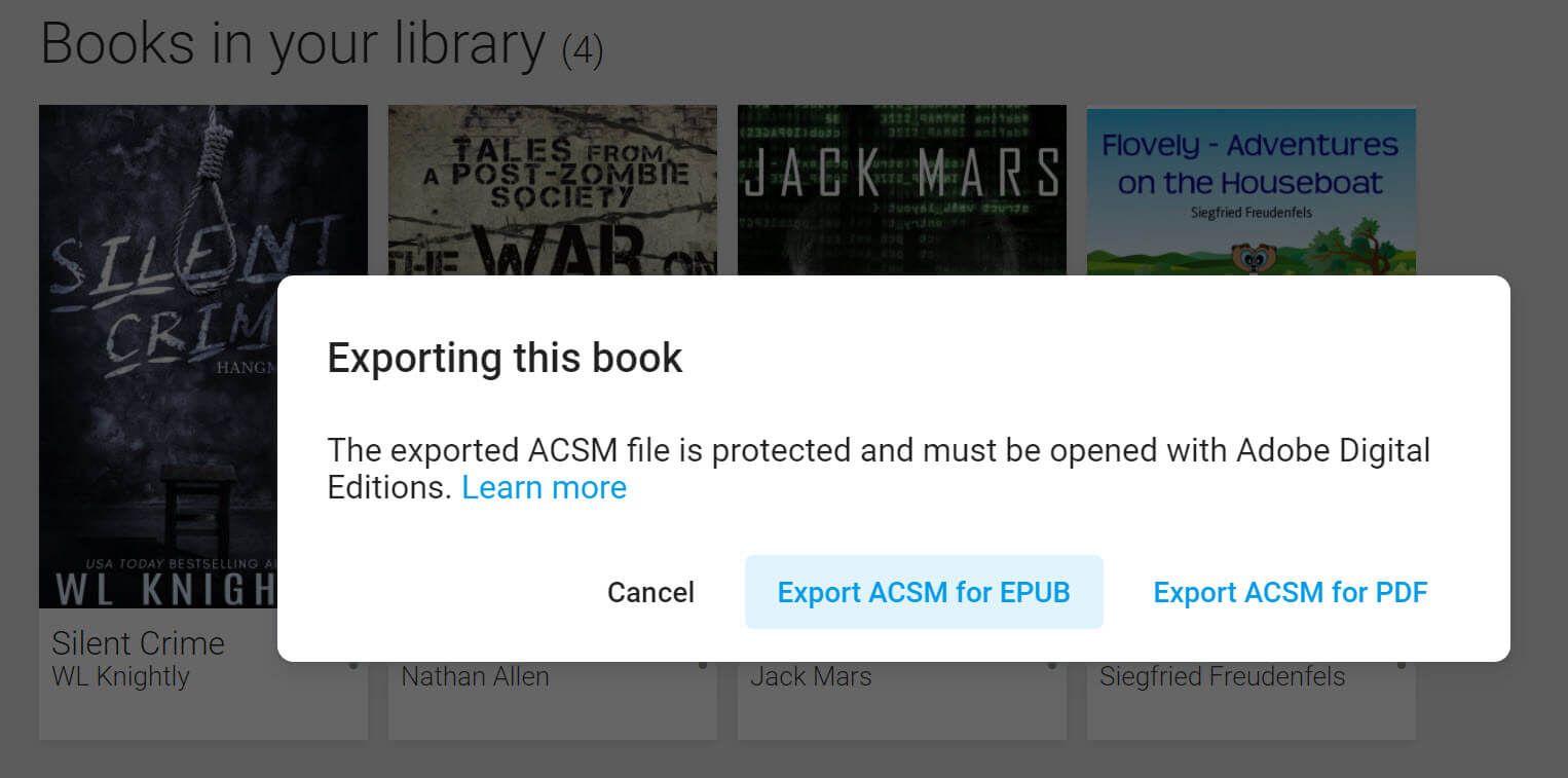 click export acsm for pdf for printing Google Play Books