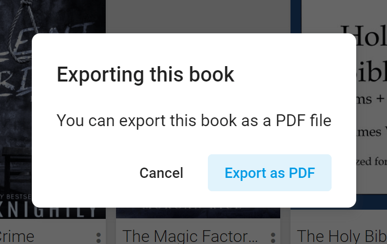 Export Google Play Books as PDF