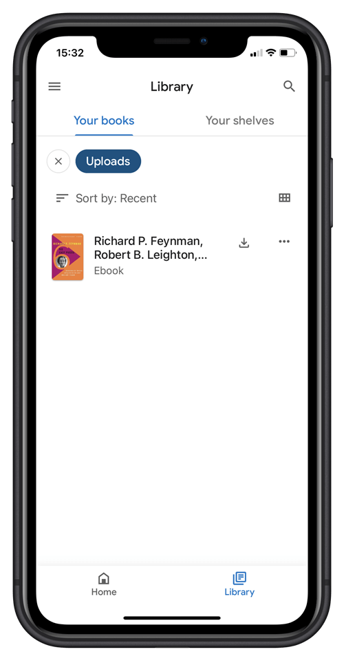 Read the Uploaded Books on Google Play Books iPhone App