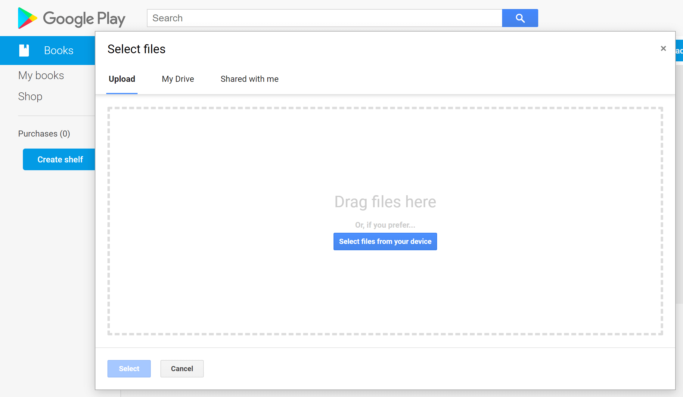 Select EPUB PDF Files to Upload to Google Play Books