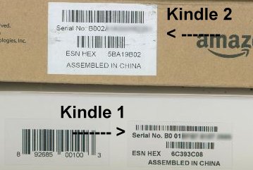 Find Amazon Kindle Serial Number on the Packing Box