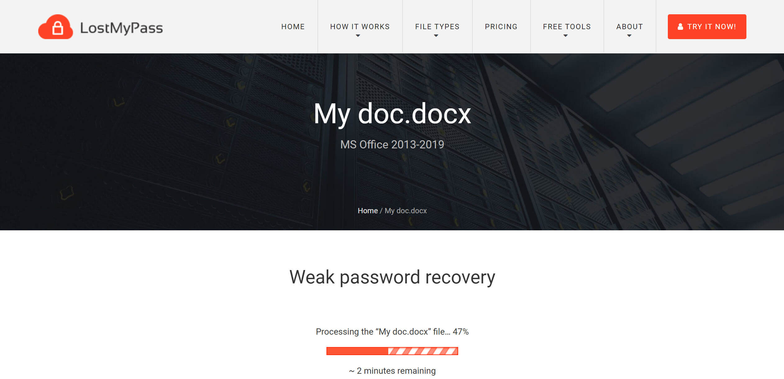 تحميل مستند Word إلى LostMyPass