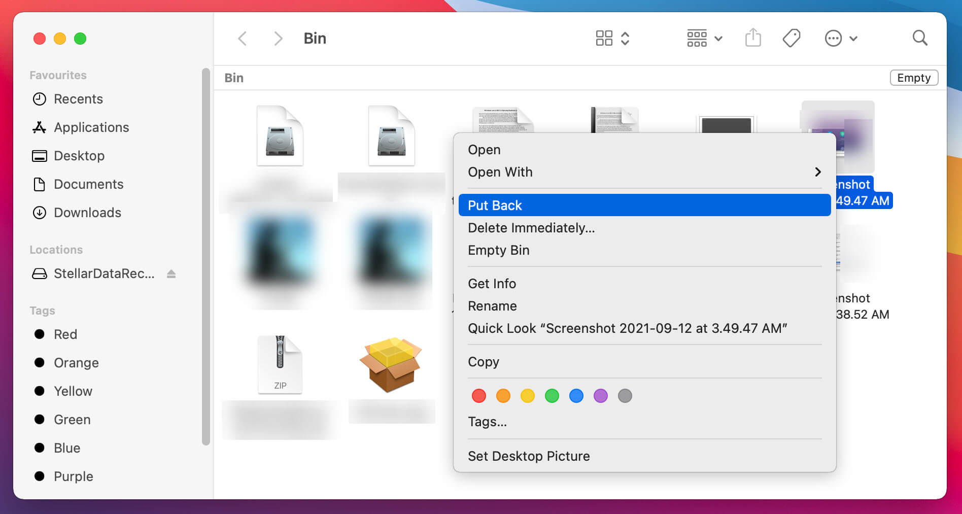 Put Back Deleted Files in Mac Trash Bin