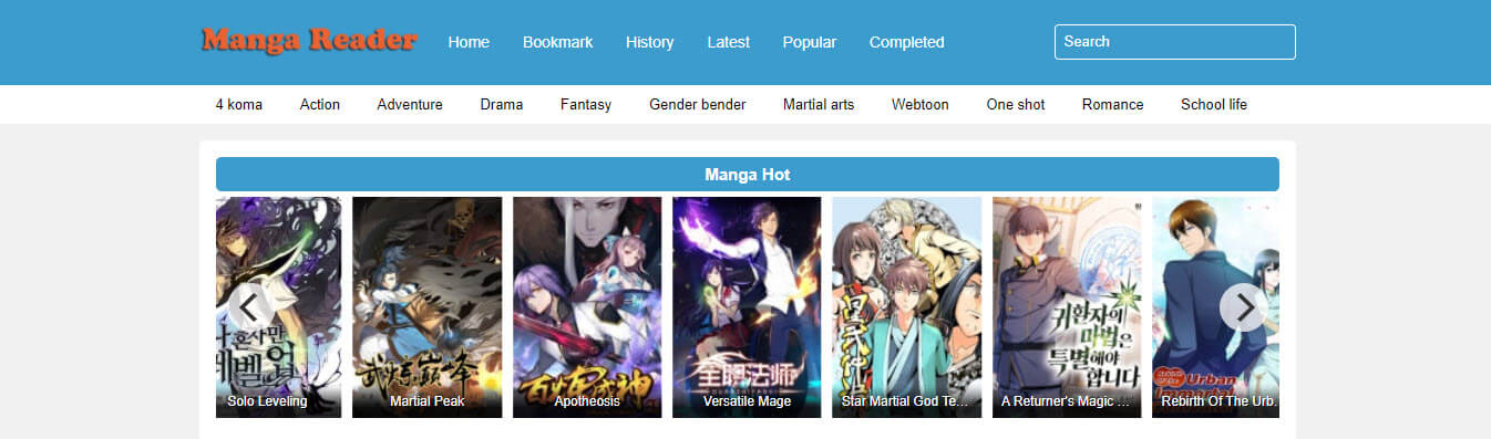 la'u fua tusi manga i luga o le upega tafa'ilagi a Manga Reader