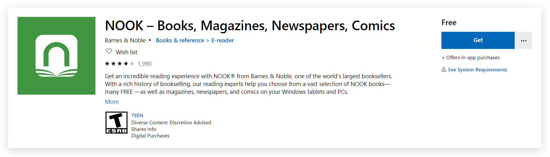 nook reading app for windows