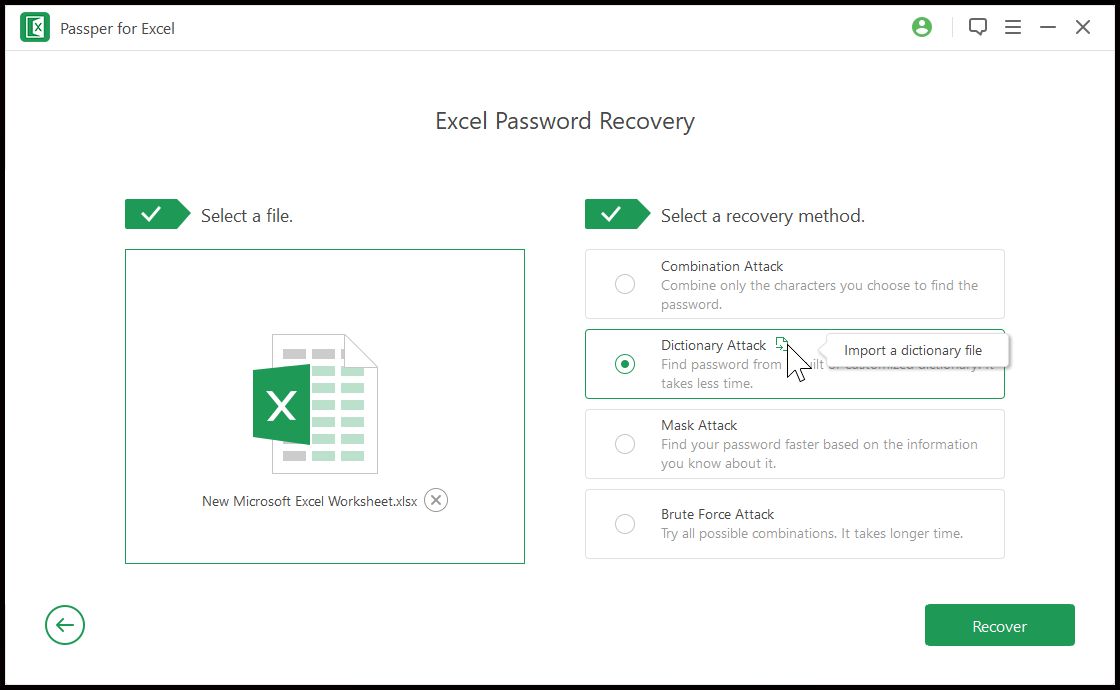Use Dictionary Attack to Recover Forgotten Excel Password