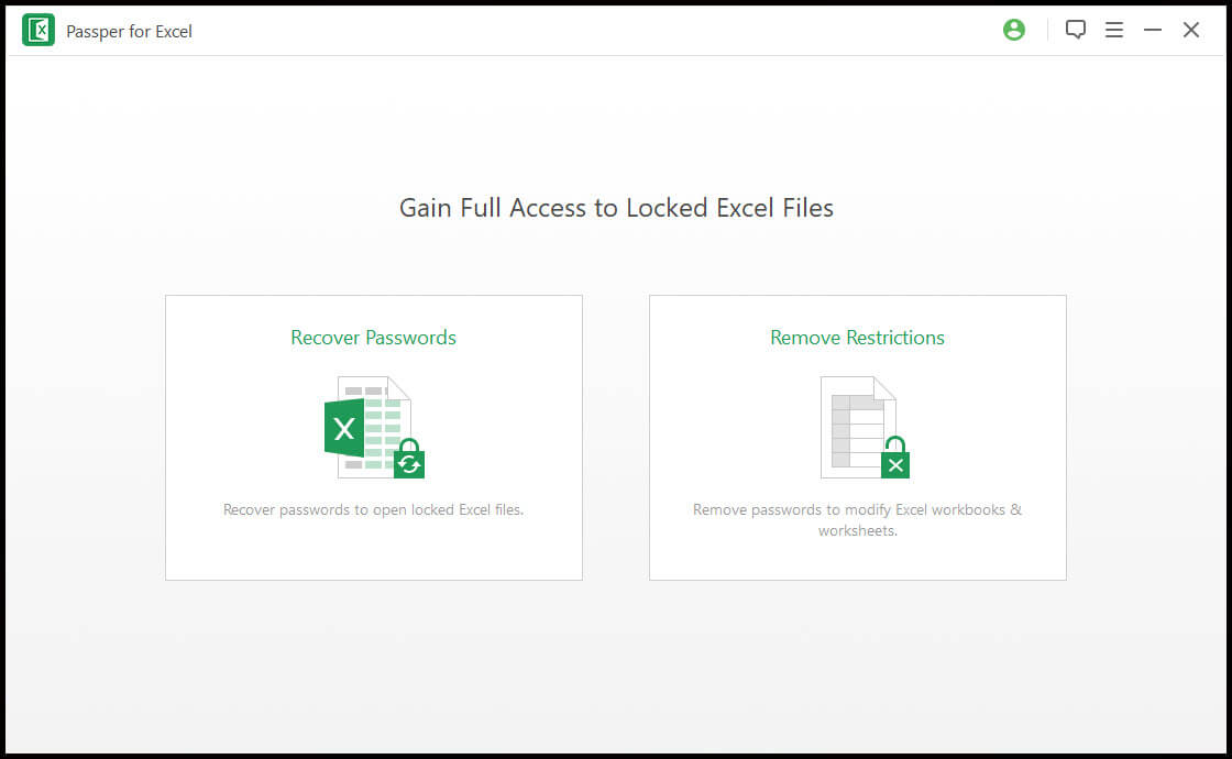 Click Recover Passwords on Passper for Excel