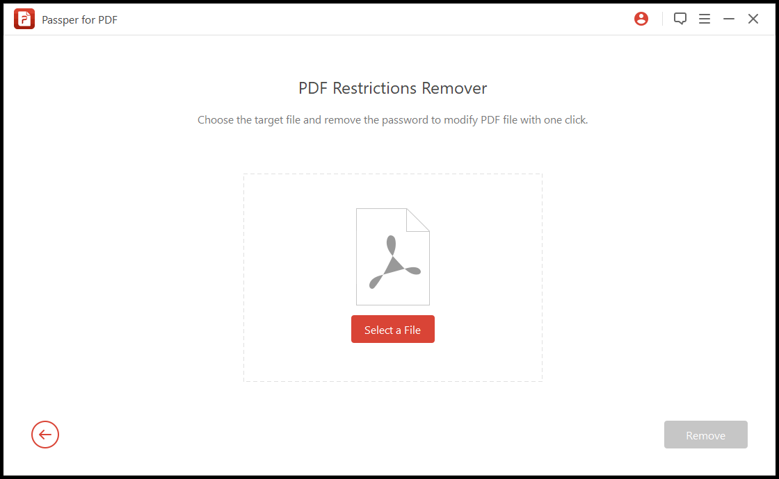 Выберите PDF-файл для снятия ограничений с помощью PDF Cracker