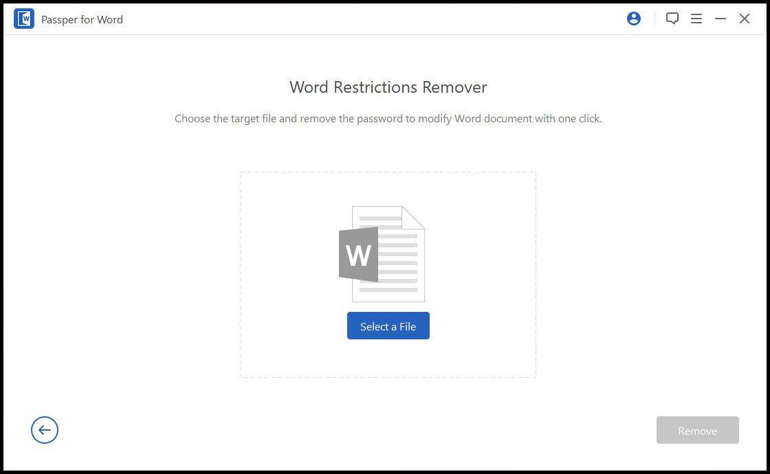 upload a restricted Word document to passper for word software