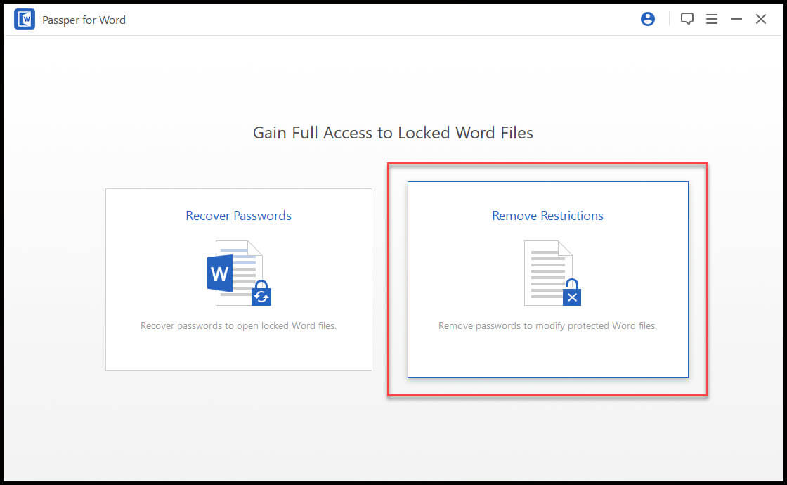 choose remove restriction option to unrestricted a protected Word document