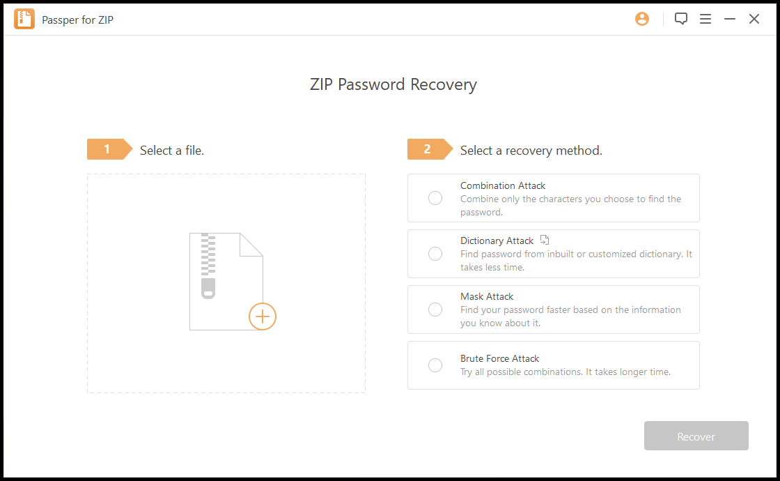 The Interface of Passper for ZIP Cracker Software