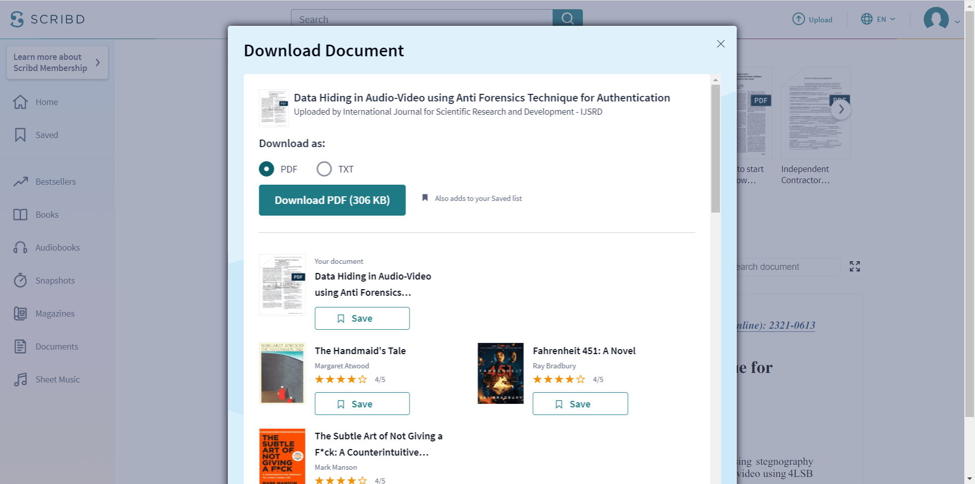 Laden Sie PDF TXT PPT-Dokumente auf Scribd herunter