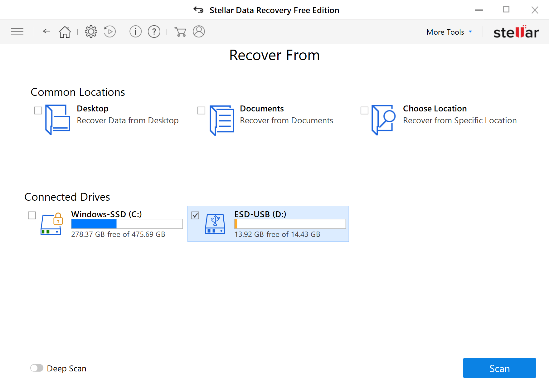 Select Recover Deleted Files from External USB