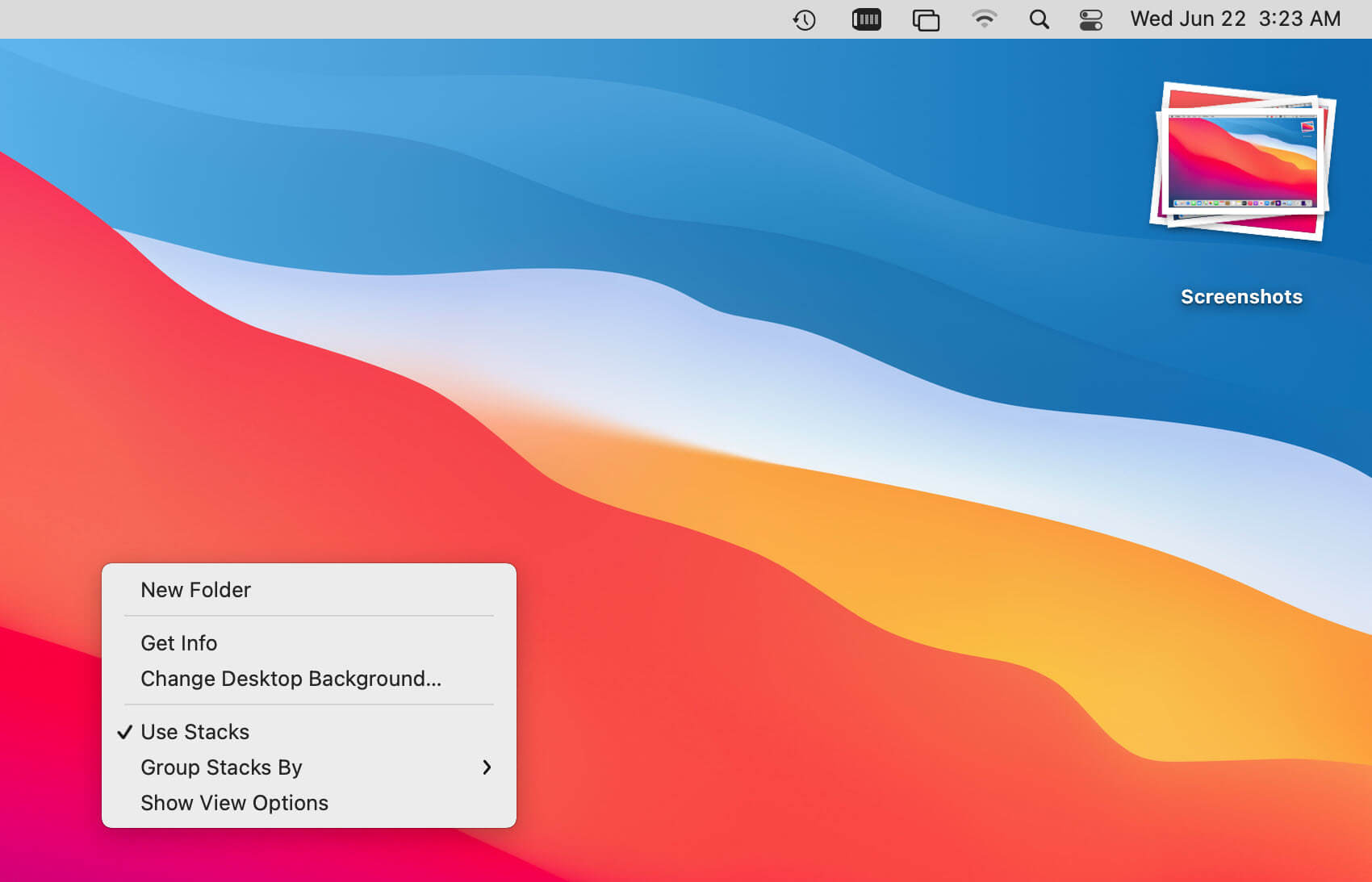 Markera Använd stackar på Mac Desktop för att organisera skärmdumpar